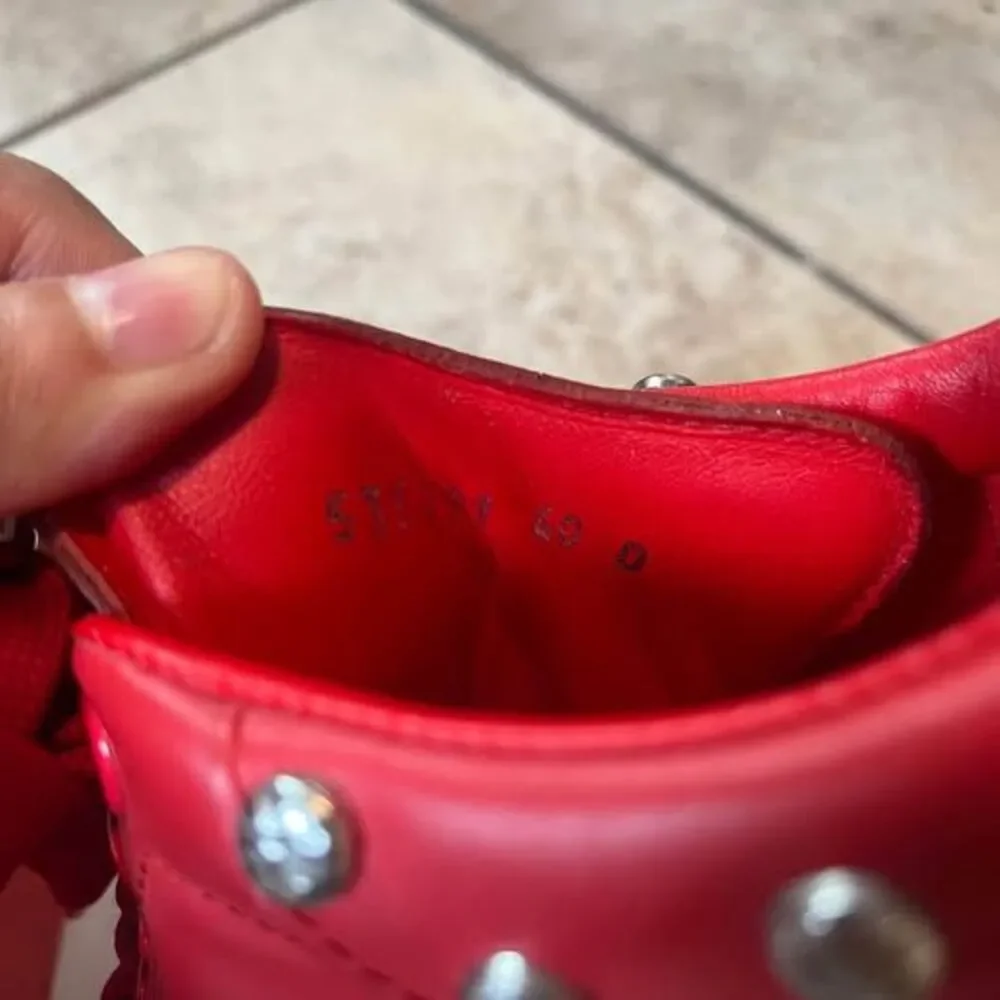 Alexander McQueen Studded Oversized Sneaker Flame Red Leather Size 40/7